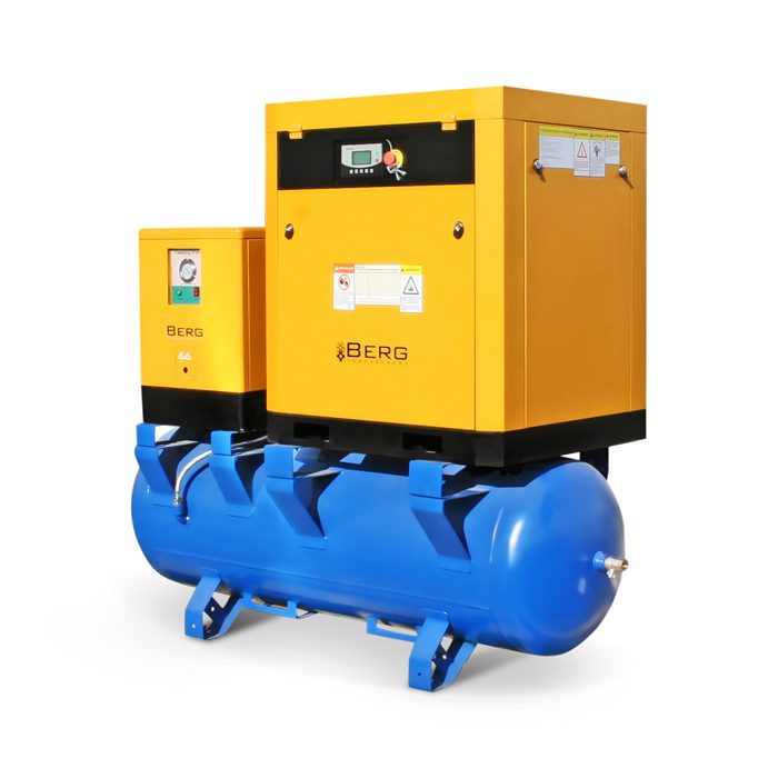 Винтовой компрессор BERG ВК-15РО-500 на ресивере с осушителем