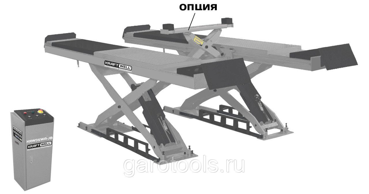 Подъемник ножничный KraftWell г/п 5500 кг. заглубляемый, платформы для сход-развала