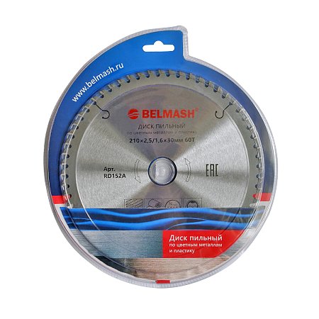 Диск пильный по цветным металлам и пластику BELMASH 210*2,5/1,6*30; 60T Диск пильный по цветным металлам и пластику BELMASH 210*2,5/1,6*30; 60T