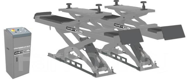 Подъемник ножничный KraftWell г/п 3500 кг. заглубляемый, платформы для сход-развала с подъемником второго уровня (для SUV)
