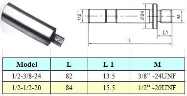 Оправка d1/2" / 1/2"-20UNF с цилиндрическим хвостовиком, для резьбовых патронов