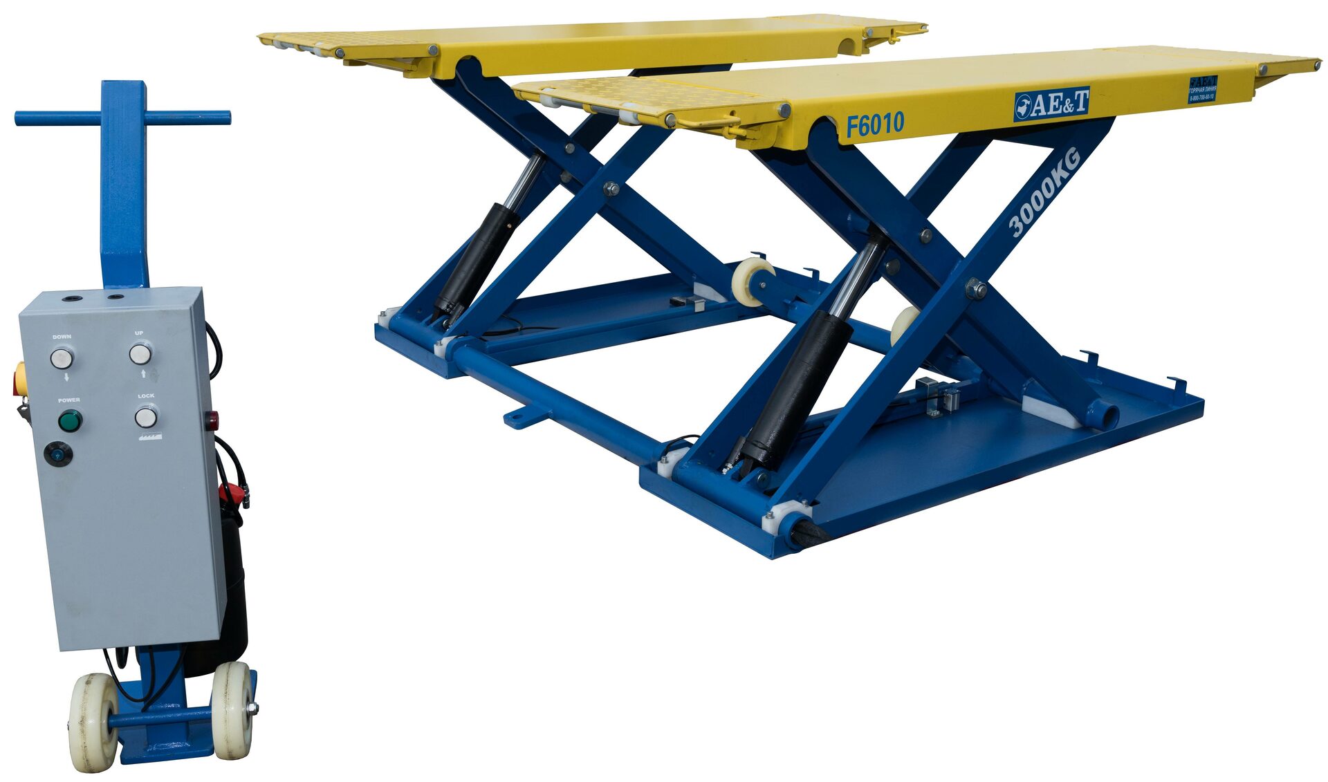 Подъемник ножничный AE&T F6010 3т, для шиномонтажа (подъем 1 метр), 220B Подъемник ножничный AE&T F6010 3т, для шиномонтажа (подъем 1 метр), 220B