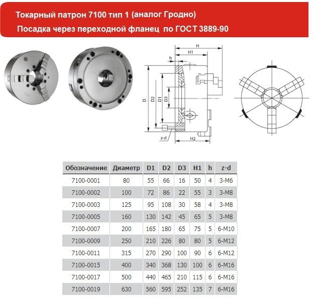 Патрон токарный d 160 мм 3-х кулачковый 7100-0005П