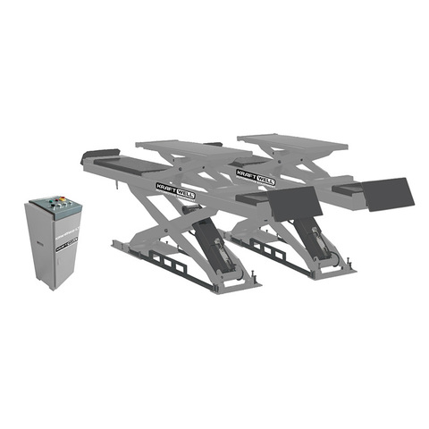 Подъемник ножничный KraftWell г/п 4500 кг. заглубляемый, платформы для сход-развала с подъемником второго уровня