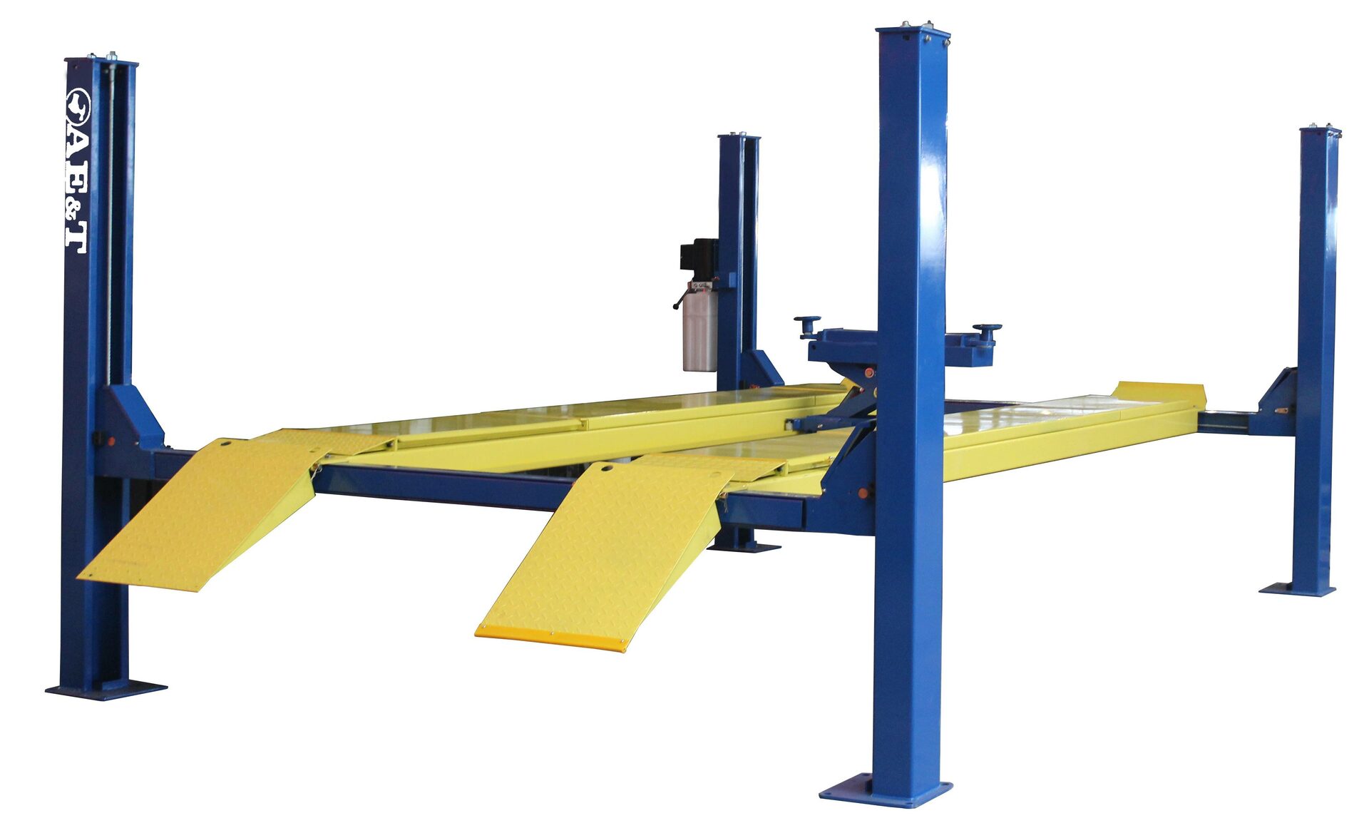 Подъемник четырехстоечный AE&T F4.5D-4, 4,5т, для сход-развала, с траверсой 2т, 380В Подъемник четырехстоечный AE&T F4.5D-4, 4,5т, для сход-развала, с траверсой 2т, 380В