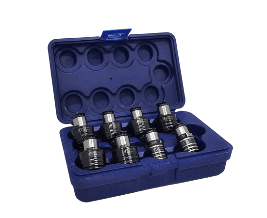 Набор резьбонарезных вставок Partner JIS-GT12, 9шт (М3,М4,М5,М6,М8,М10,М12,М14,М16) с предохранительной муфтой для машинных метчиков