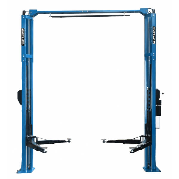 Подъемник двухстоечный KraftWell электрогидравлический с развернутыми каретками KRW4.2MA_blue Подъемник двухстоечный KraftWell электрогидравлический с развернутыми каретками KRW4.2MA_blue
