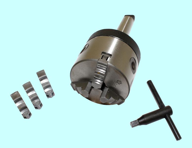 Патрон токарный d 80 мм 3-х кулачковый с хвостовиком КМ2 с лапкой, кулачки К11 Патрон токарный d 80 мм 3-х кулачковый с хвостовиком КМ2 с лапкой, кулачки К11