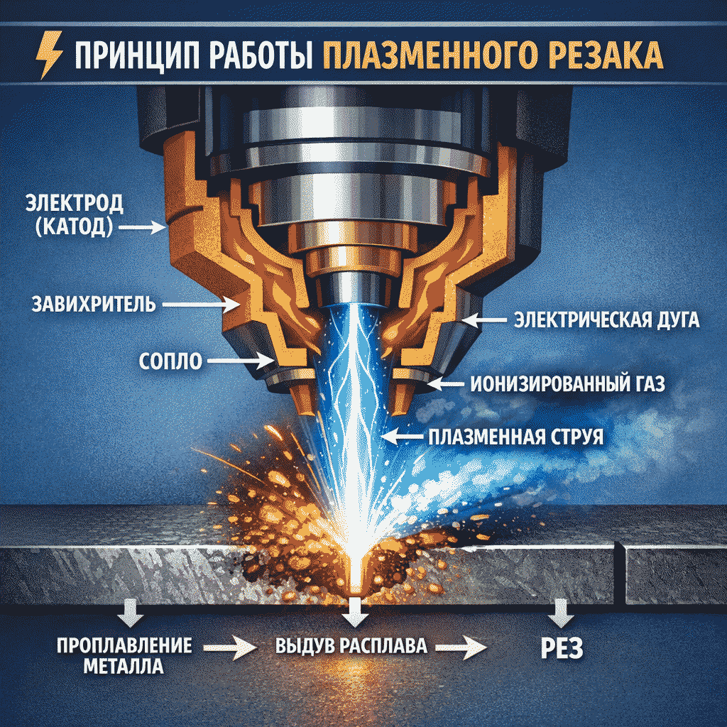 Схема принципа работы плазменного резака Схема принципа работы плазменного резака