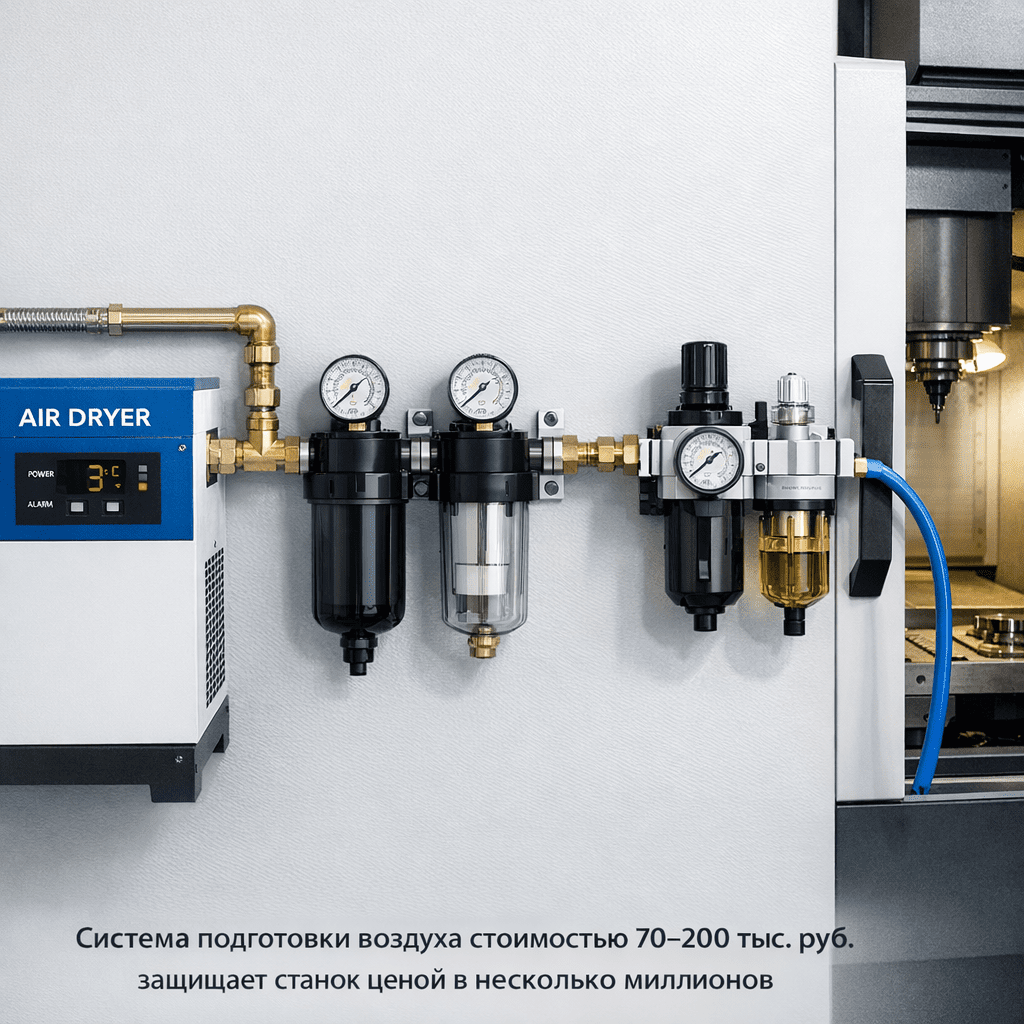 Система подготовки воздуха стоимостью 70–200 тыс. руб. защищает станок ценой в несколько миллионов Система подготовки воздуха стоимостью 70–200 тыс. руб. защищает станок ценой в несколько миллионов