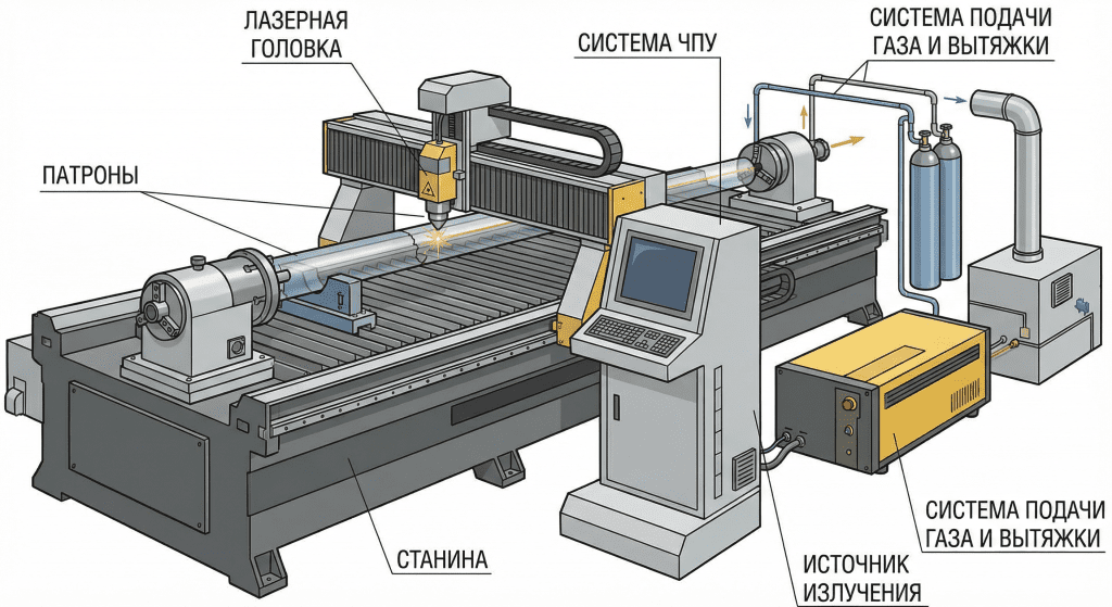Устройство лазерного трубореза Устройство лазерного трубореза