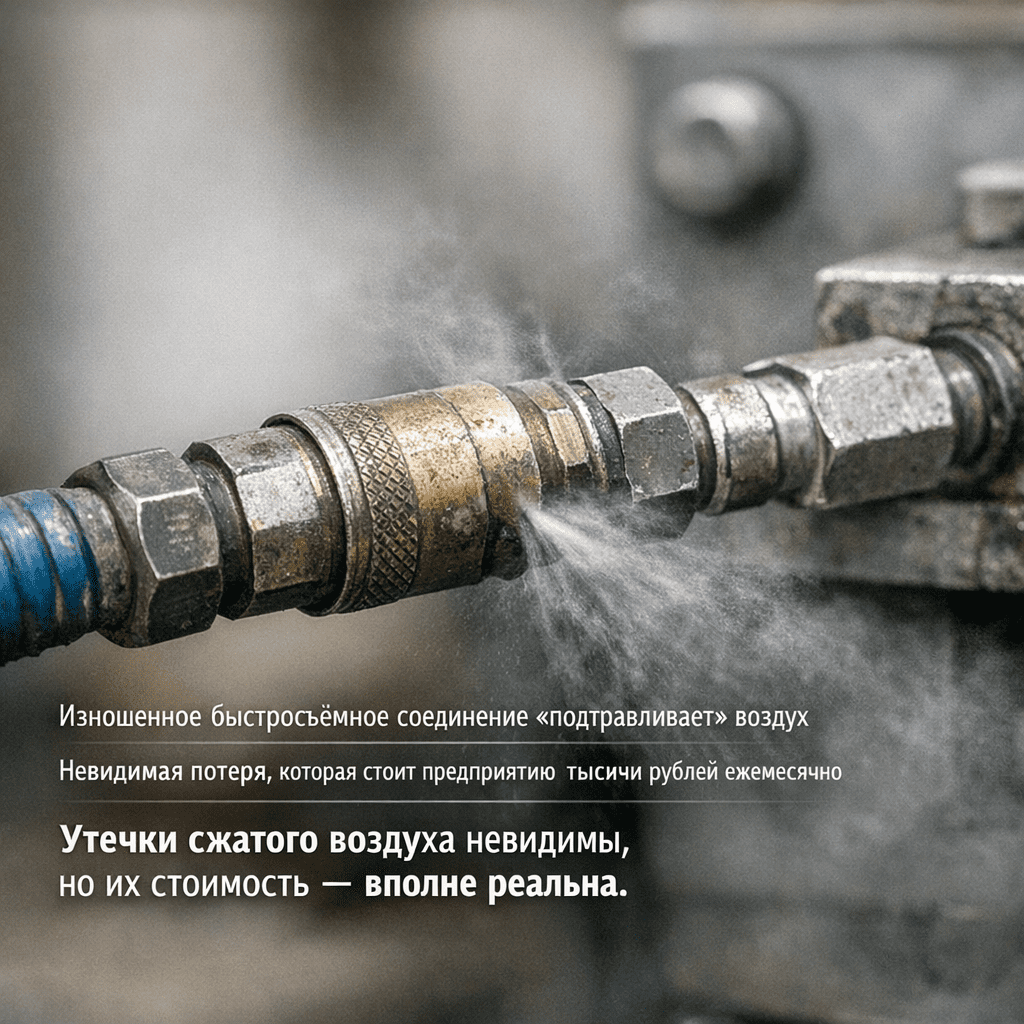 Утечки сжатого воздуха невидимы, но их стоимость — вполне реальна