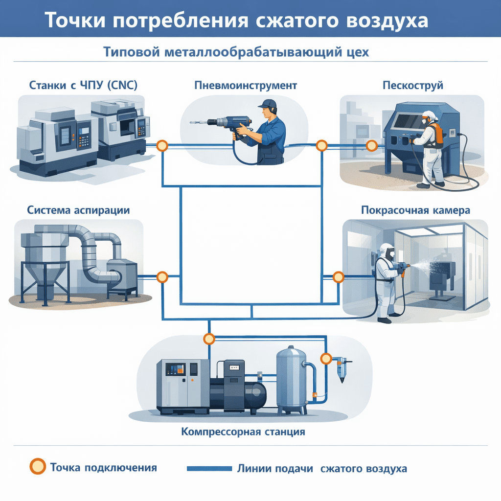 Точки потребления сжатого воздуха