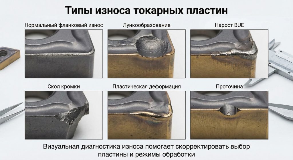 Типы износа токарных пластин