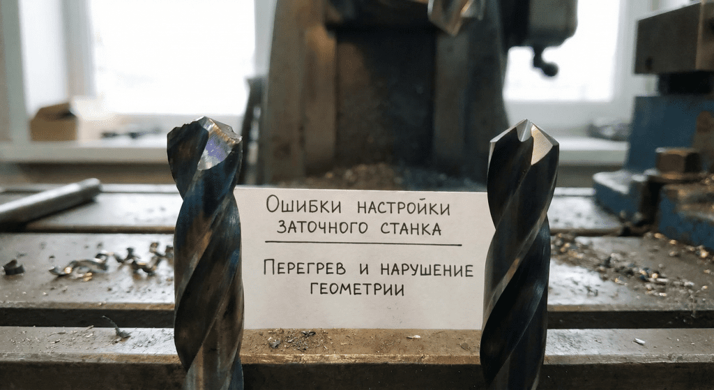 Неправильно заточенное сверло с перегревом