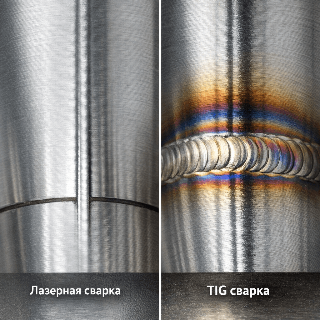 Визуальное сравнение швов лазерной