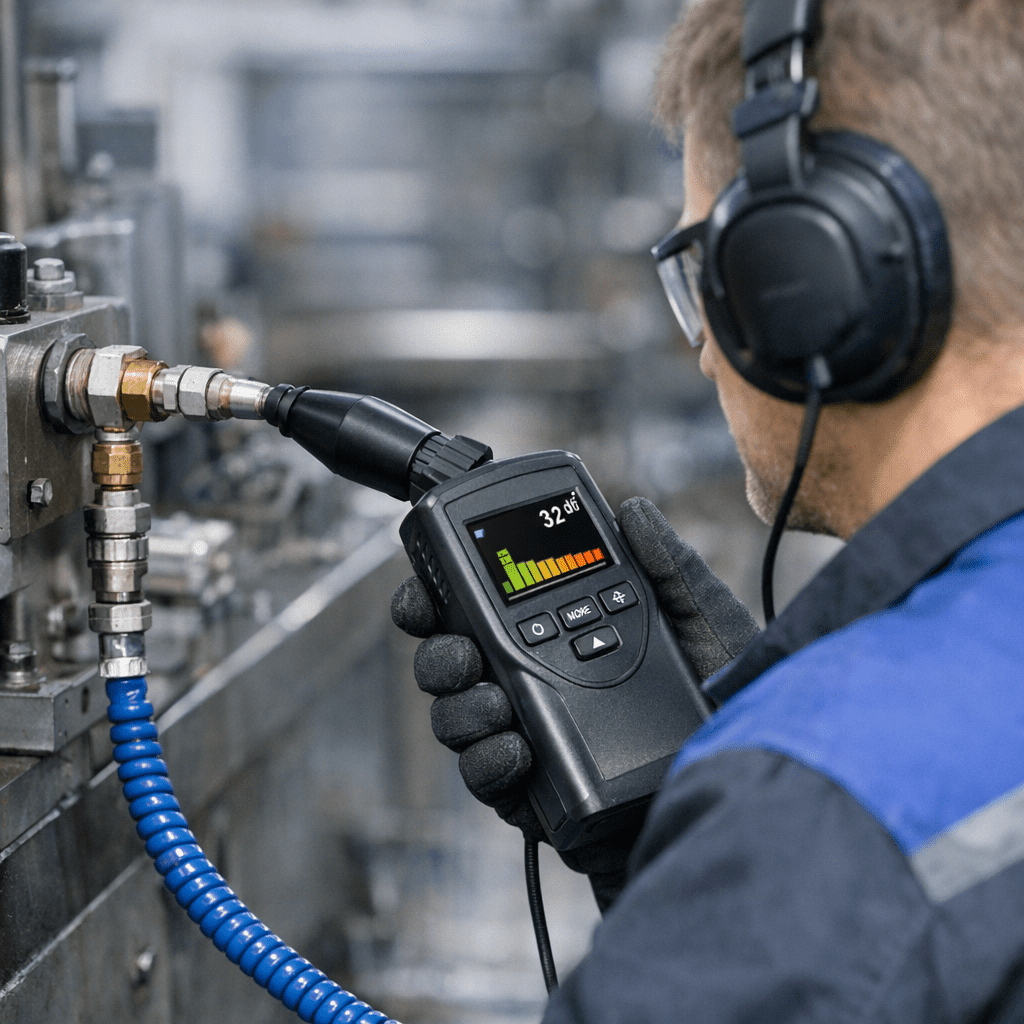 Ультразвуковой течеискатель находит утечки даже в работающем цехе — на расстоянии нескольких метров