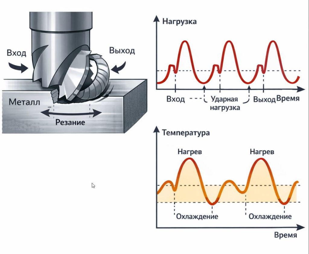 Прерывистый характер резания 