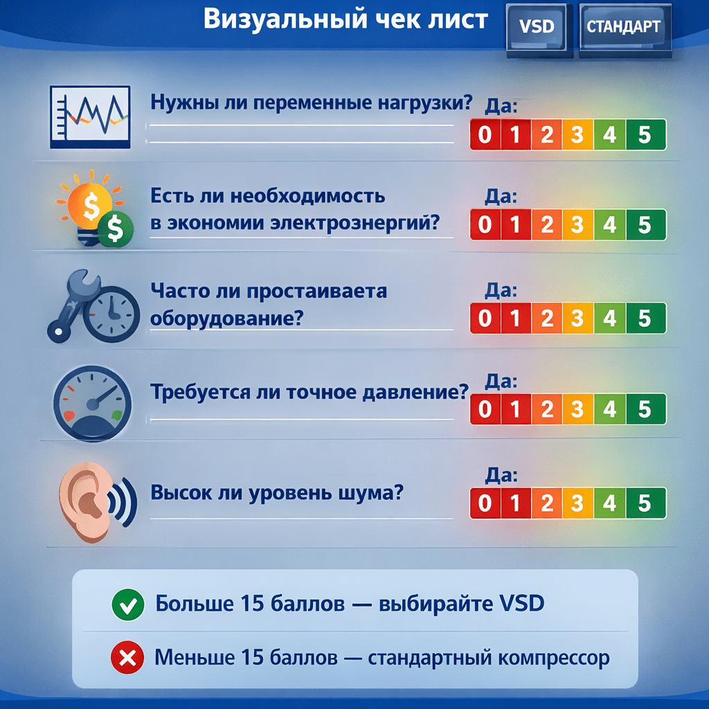 ек-лист помогает предварительно оценить целесообразность VSD 