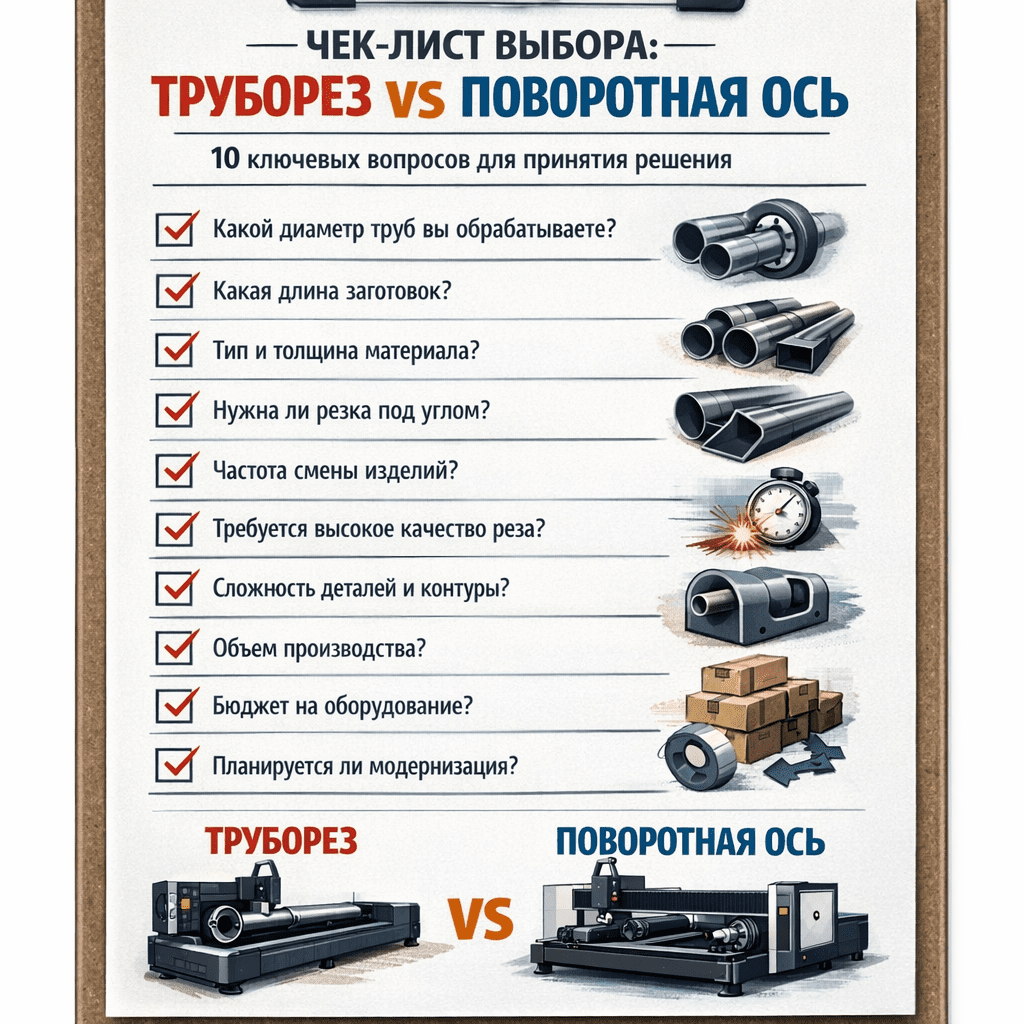 Чек-лист труборез vs поворотная ось