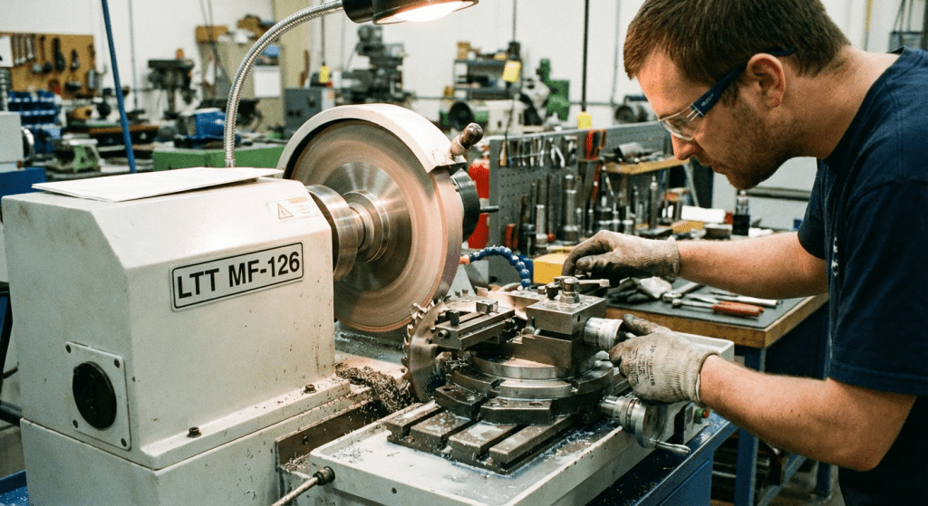 Оператор настраивает полуавтоматический станок