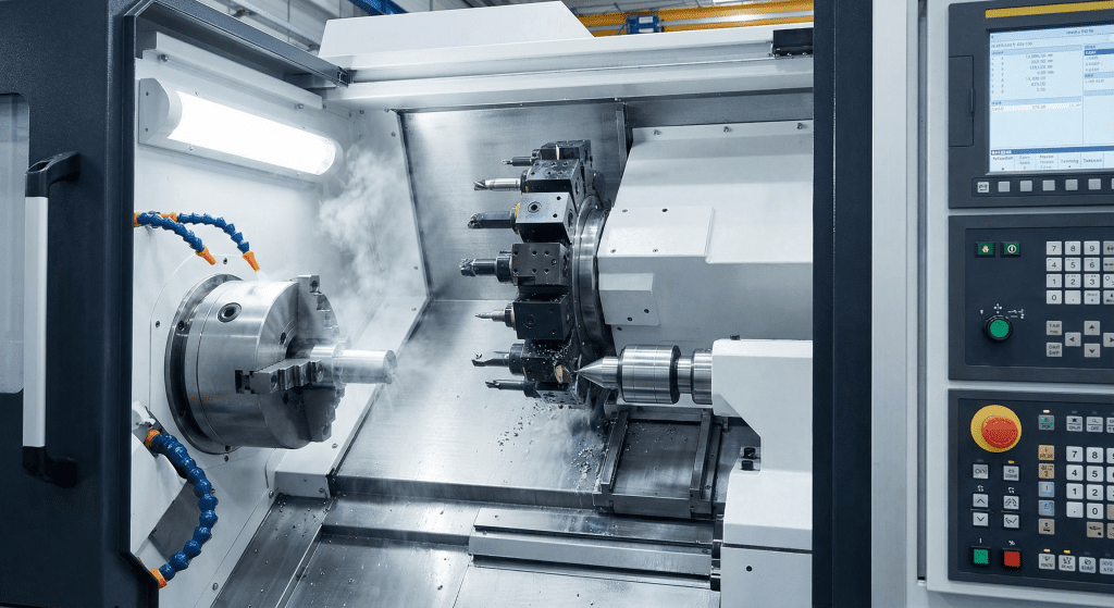 Токарный станок в работе — оснастка определяет точность и производительность Токарный станок в работе — оснастка определяет точность и производительность