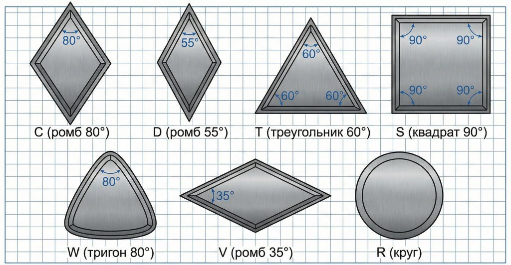 Основные формы токарных пластин