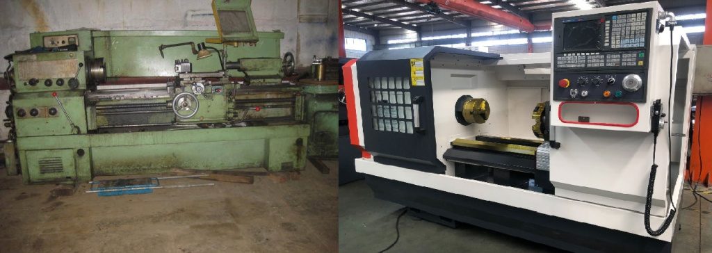 сравнение изношенного и нового токарного станка