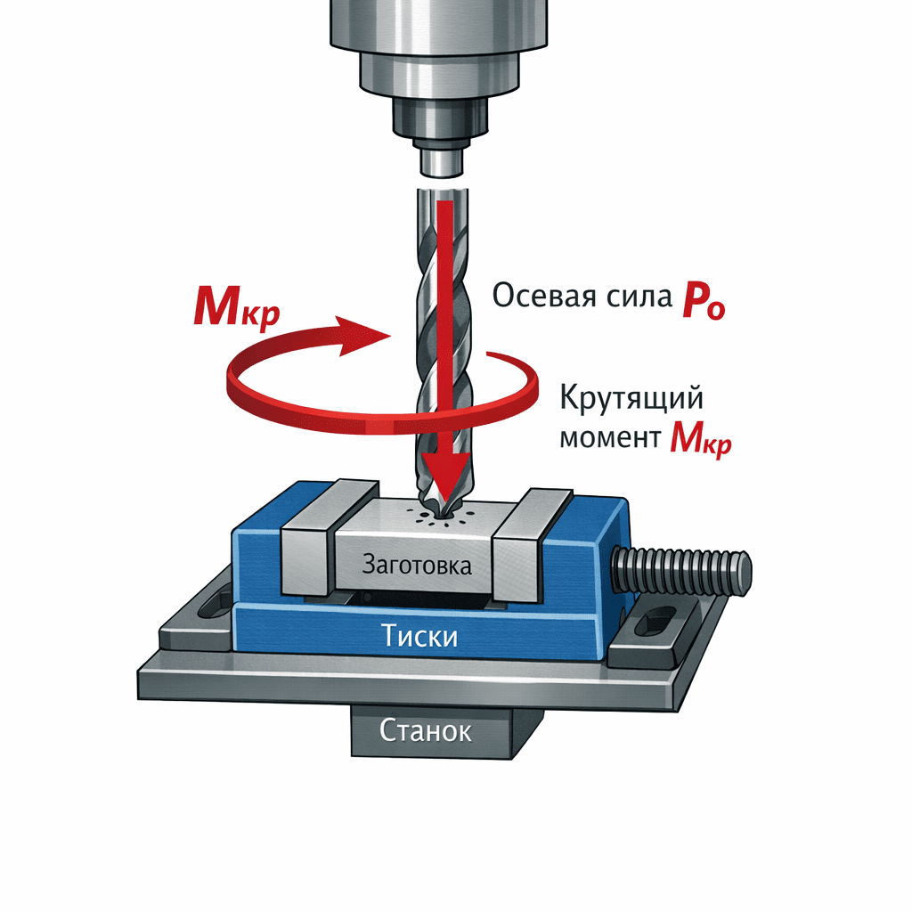 Силы при сверлении