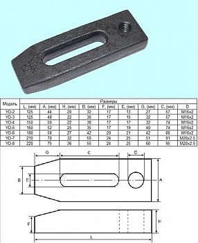 Прихват плоский 13 125х44х20мм М16 литой (YD-2)